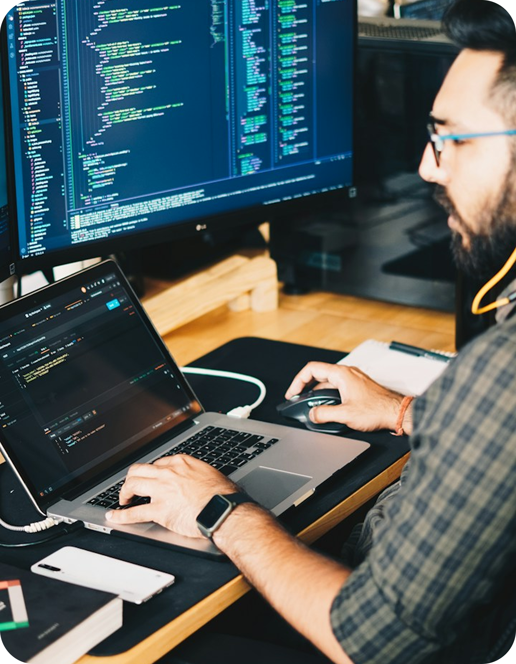 A developer building a mobile and web app
