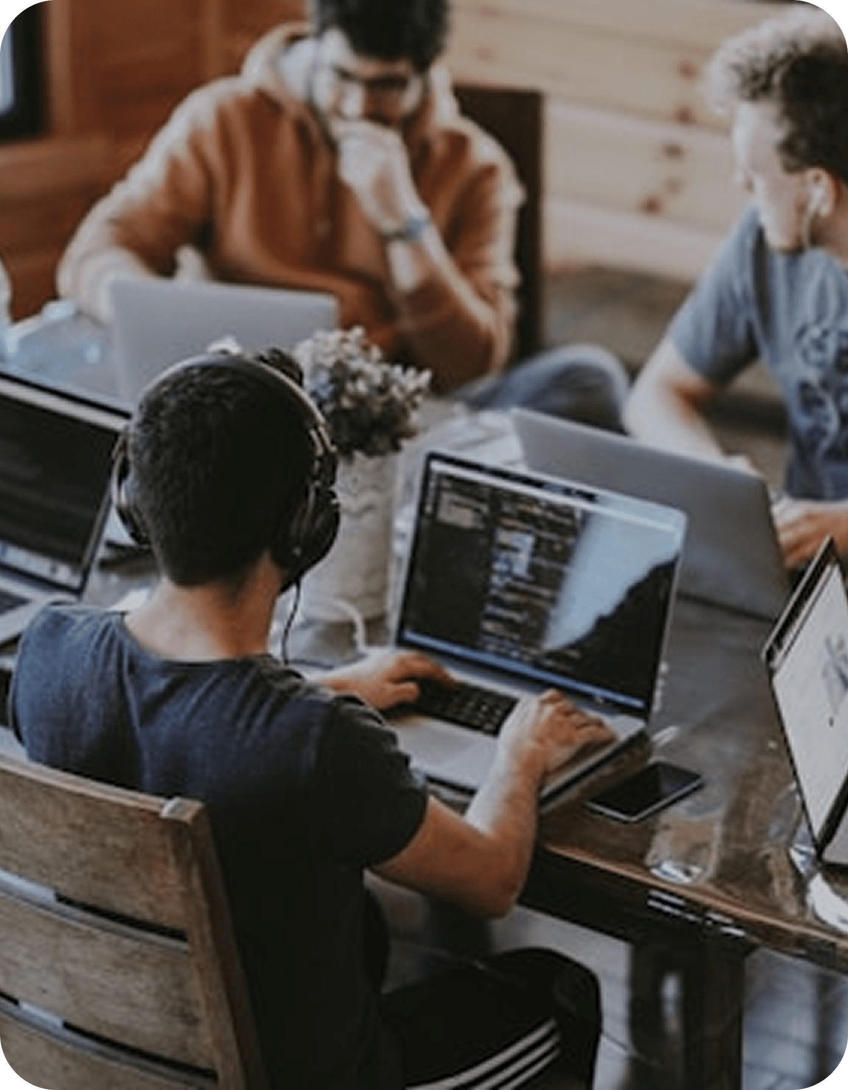 Designers collaborating on a product interface